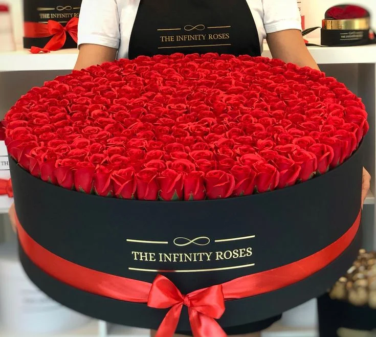 Premium red rose box with heart design luxury flower gift by The Gift Heaven