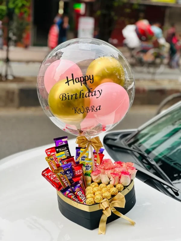 Birthday Balloon Bouquet with Mixed Chocolate & Flowers