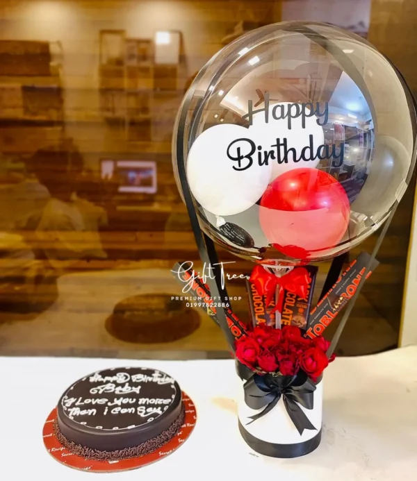 Birthday Hamper with Cake & Flowers Chocolate