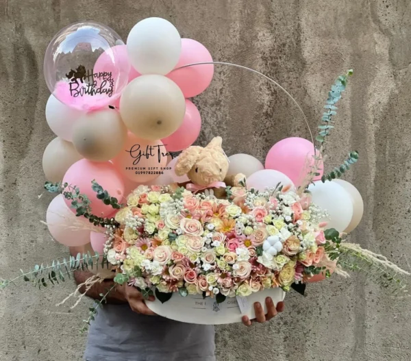 Celebration Hamper Balloon Beautiful Flowers