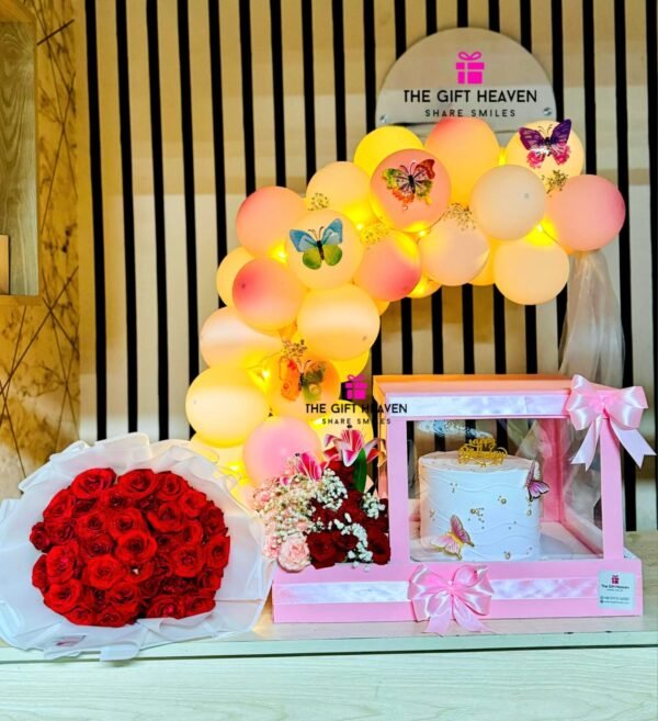 Luxury Cake Tray and Flower Bouquet