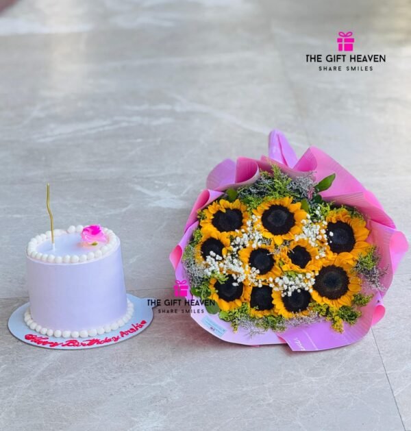 Premium Sunflowe & Cake