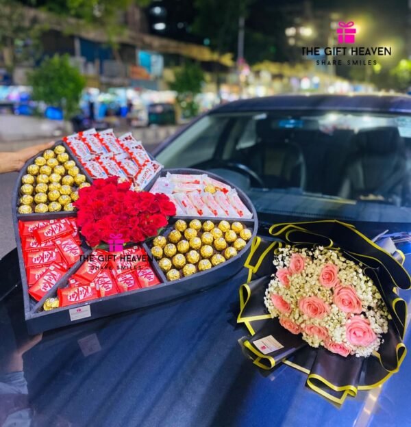 The Luxury Box-28 and Pink Rose Bouquet