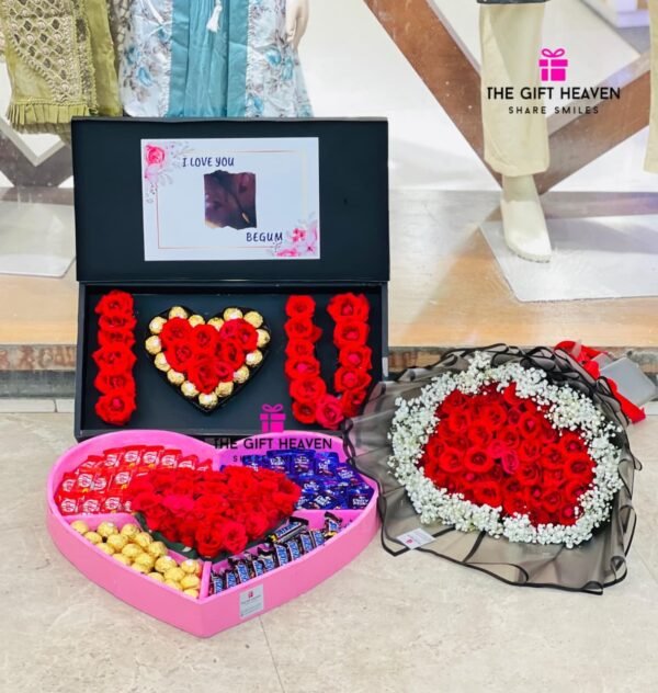 Luxury Romantic Love Gift Package with Roses & Chocolates