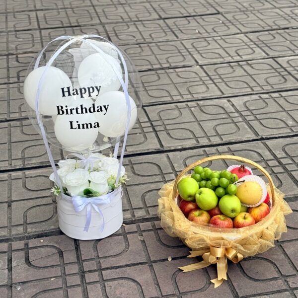 Balloon Bouquet with Fruits Basket