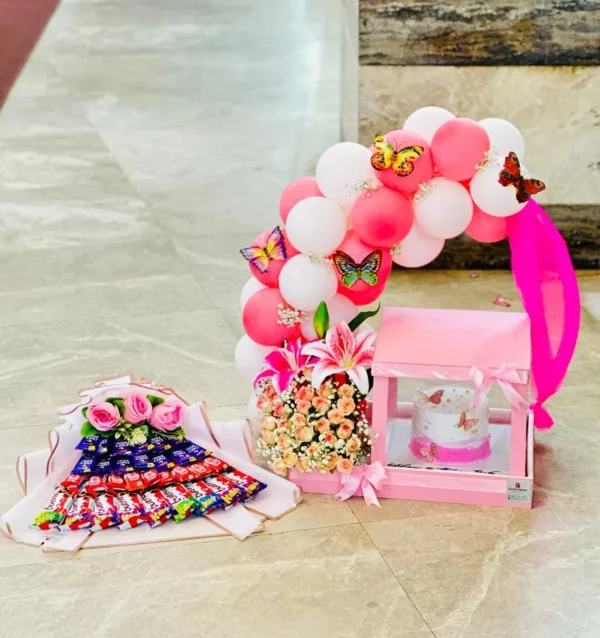 Luxury Cake Tray with Chocolate Bouquet