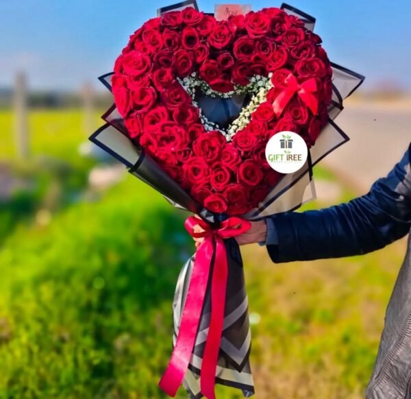 Heart Bouquet with Natural Rose
