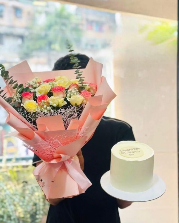 Flowers Bouquet with Cake