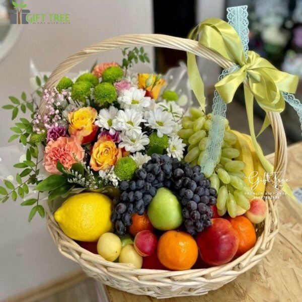 Fresh Fruits Basket with Rose 002