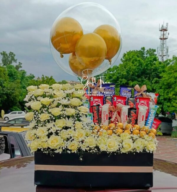 Flowers With Chocolate & Balloon Hamper