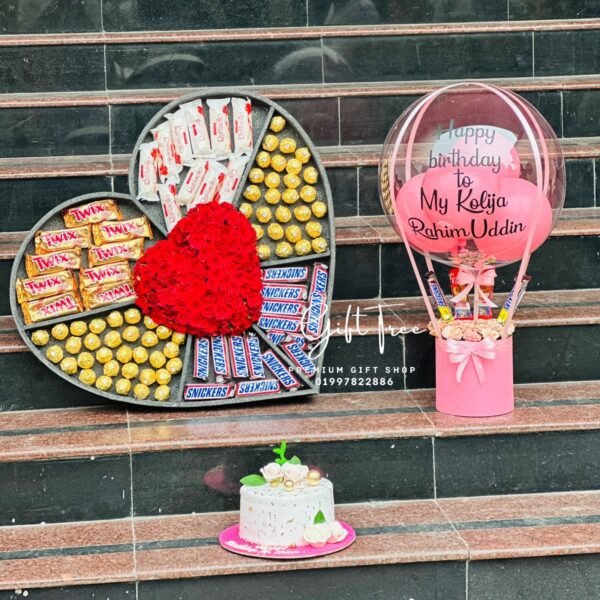 luxury Box with Cake & Balloon Bouquet