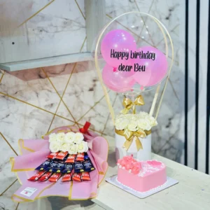 Gift For Wife - Bouquet, Chocolate Bouquet & Cake
