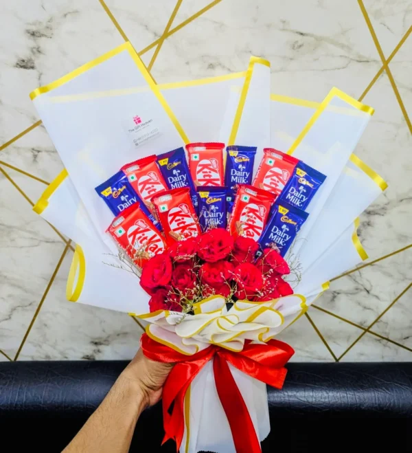 Chocolate Bouquet with Red Roses