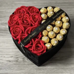Ferrero Rocher & Red Roses Heart Box