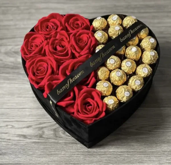 Ferrero Rocher & Red Roses Heart Box