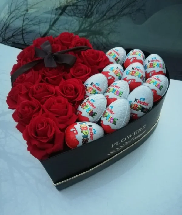 Kinder Joy & Red Roses Heart Box
