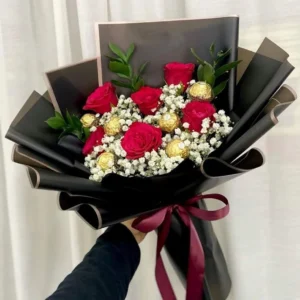 Luxury Ferrero Rocher & Red Rose Bouquet