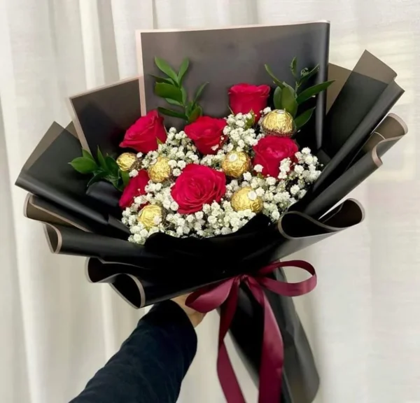 Luxury Ferrero Rocher & Red Rose Bouquet