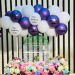 Luxury birthday bird cage surprise setup with decorative bird cage, premium balloon arrangement, pastel floral decorations, and personalized birthday balloons, handcrafted by The Gift Heaven in Bangladesh.